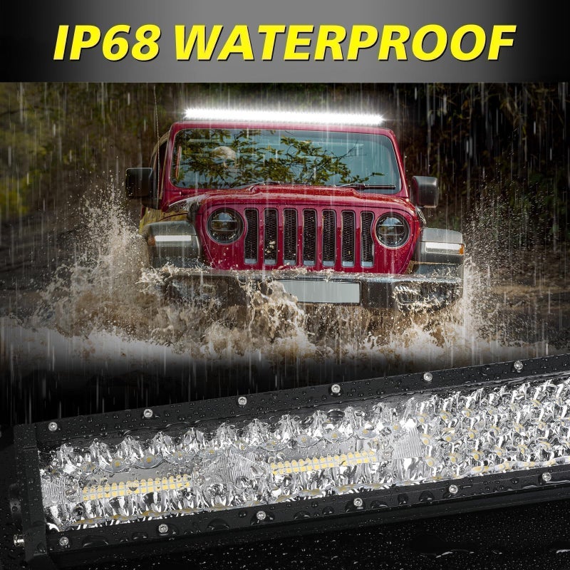 AKD Part 52 Inch Straight LED Light Bar, AKD Part 380W Quad Row Offroad Driving Lights Spot Flood Combo LED Work Light Roof Light Bar for Trucks Pickup Tractor Chevy Ram Wrangler Boat - Image 4